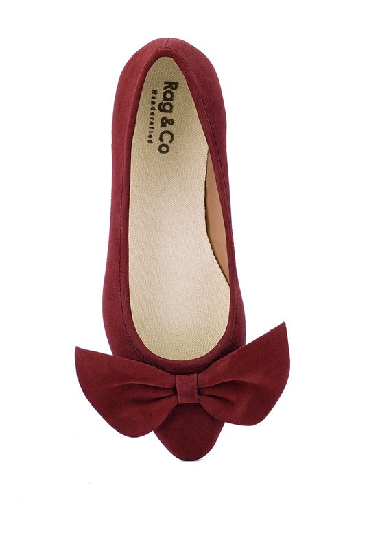 CHUCKLE Big Bow Suede Ballerina Flats king-general-store-5710.myshopify.com