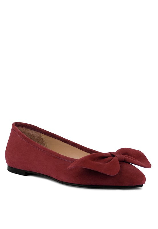 CHUCKLE Big Bow Suede Ballerina Flats king-general-store-5710.myshopify.com