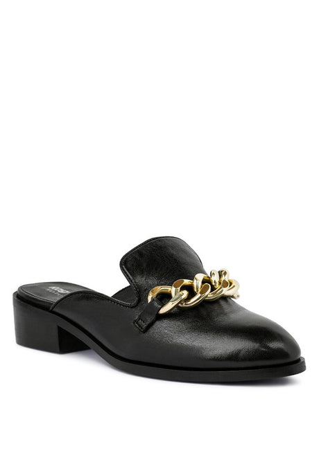 AKSA Metal Chain Leather Mules king-general-store-5710.myshopify.com
