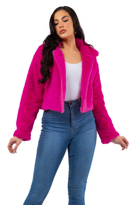 Fuchsia Faux Fur Teddy Jacket king-general-store-5710.myshopify.com