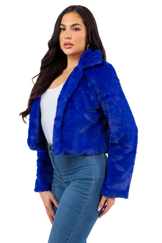 Blue Faux Fur Teddy Jacket king-general-store-5710.myshopify.com