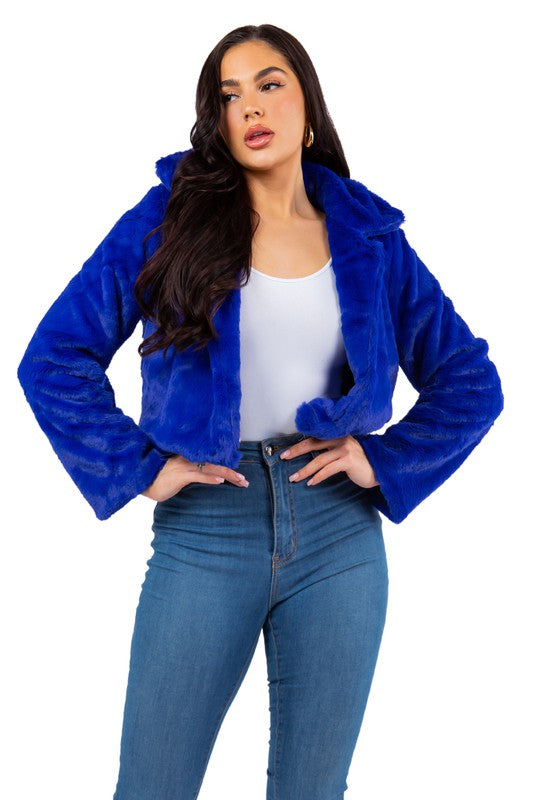 Blue Faux Fur Teddy Jacket king-general-store-5710.myshopify.com