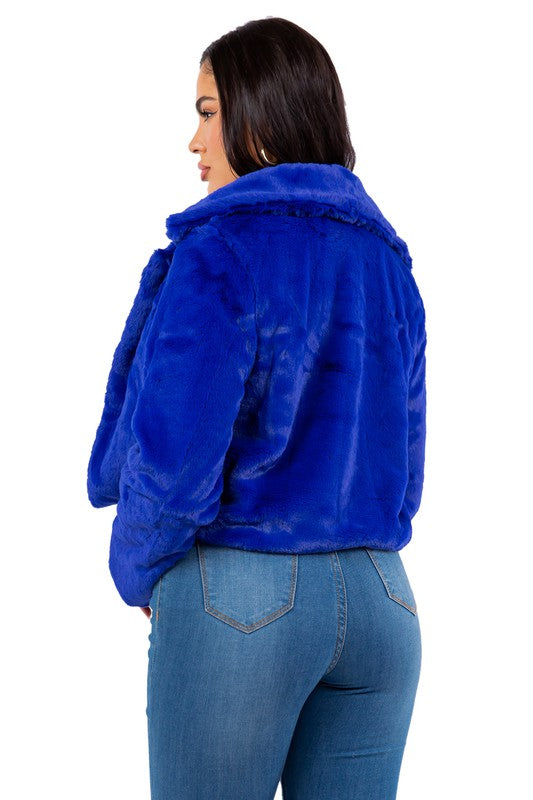 Blue Faux Fur Teddy Jacket king-general-store-5710.myshopify.com