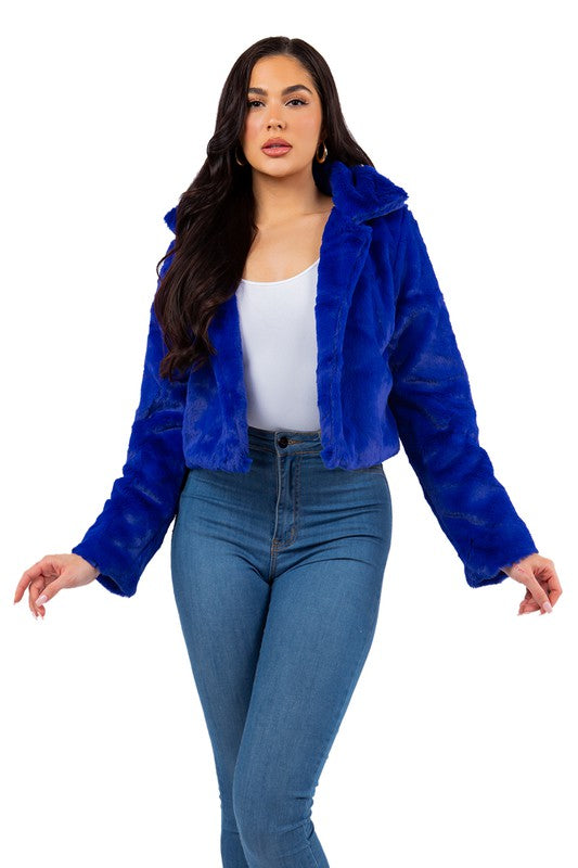 Blue Faux Fur Teddy Jacket king-general-store-5710.myshopify.com