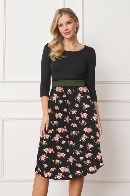 Curved Hem Band Midi Dress