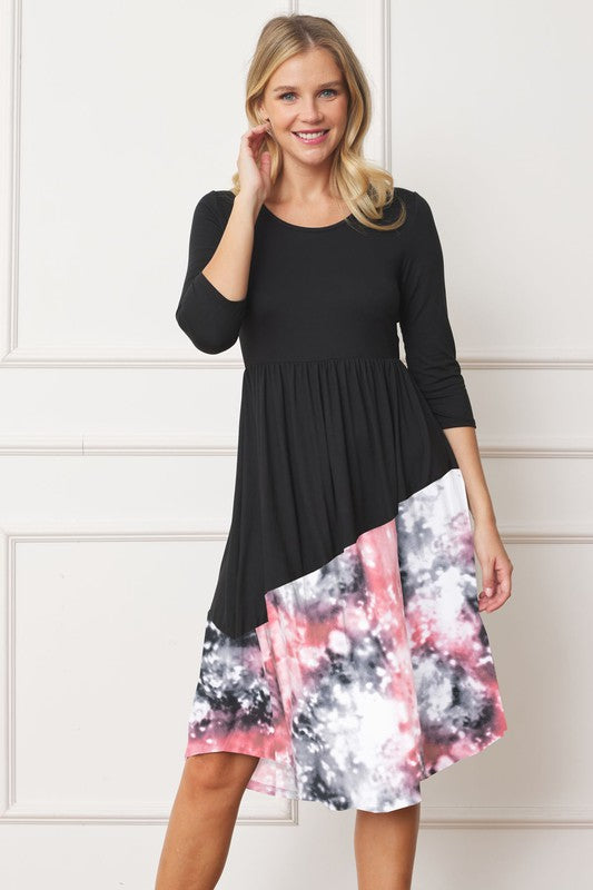 Asymmetrical Accent Midi Dress