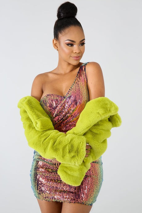 Lime Faux Fur Teddy Jacket king-general-store-5710.myshopify.com