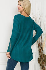 Rib Long Sleeve Sweater with Lace Detail king-general-store-5710.myshopify.com