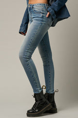 Medium Wash Denim Mid-Rise Skinny Ankle Jeans