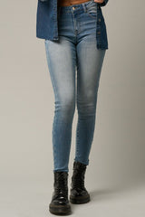 Medium Wash Denim Mid-Rise Skinny Ankle Jeans