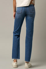 High Rise Straight Dark Wash Denim Jeans