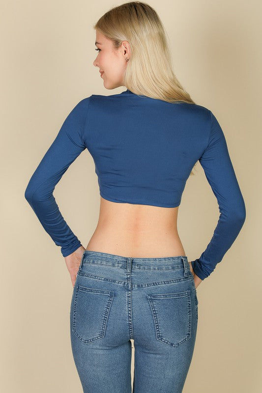 Crew Neck Long Sleeve Cropped Top king-general-store-5710.myshopify.com