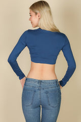 Crew Neck Long Sleeve Cropped Top king-general-store-5710.myshopify.com