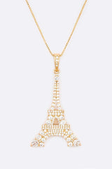 Cubic Zirconia Eiffel Tower Pendant Necklace