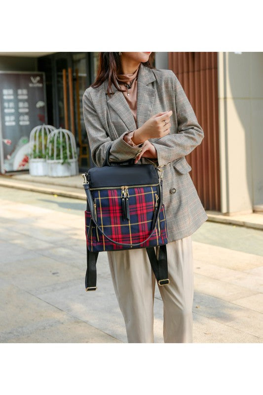 MKF Collection Nishi Plaid Backpack By Mia K king-general-store-5710.myshopify.com