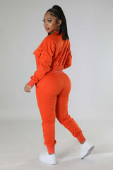Orange Crop Jacket Sweatpant Set king-general-store-5710.myshopify.com