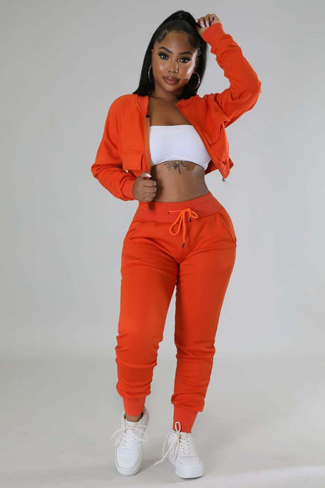 Orange Crop Jacket Sweatpant Set king-general-store-5710.myshopify.com