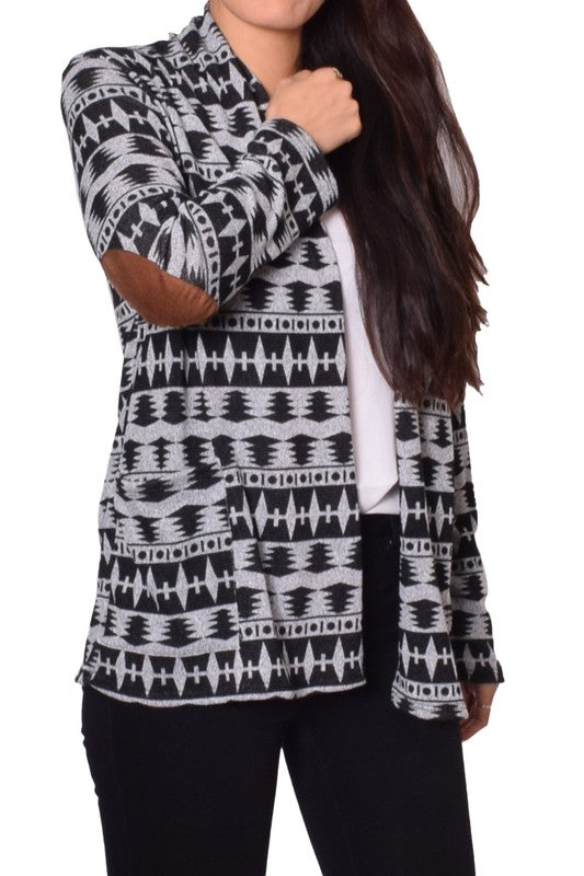 Elbow Patch Open Cardigan