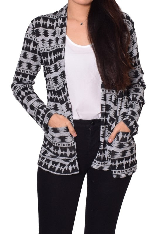 Elbow Patch Open Cardigan