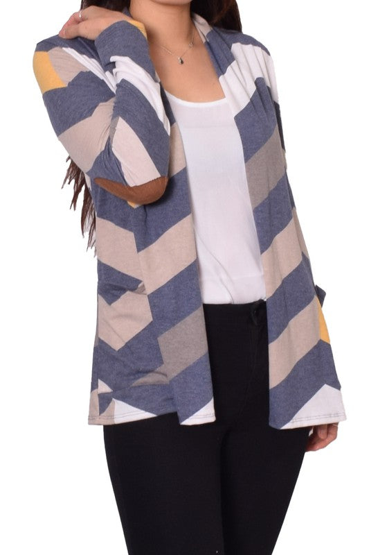 Elbow Patch Open Cardigan