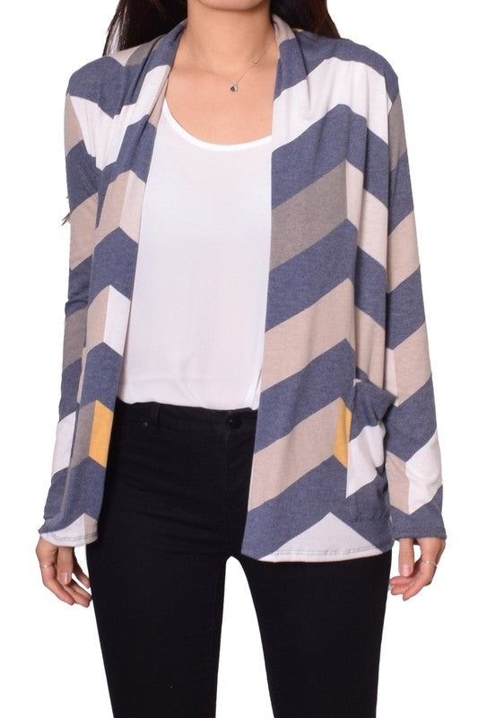 Elbow Patch Open Cardigan