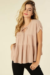 Beige A Line Tiered Blouse king-general-store-5710.myshopify.com