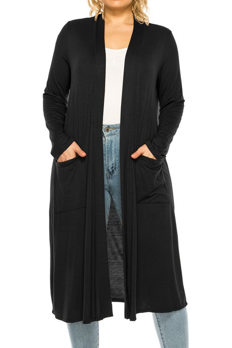 Plus Size Solid Color Duster Cardigan king-general-store-5710.myshopify.com