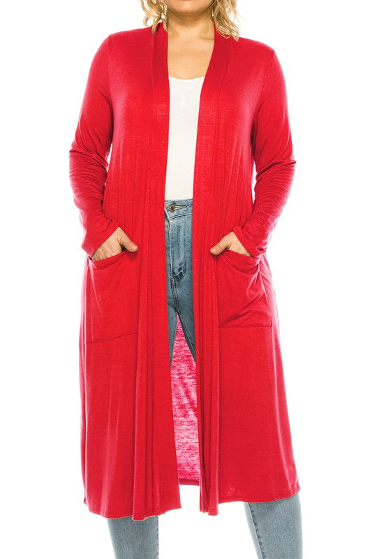 Plus Size Solid Color Duster Cardigan king-general-store-5710.myshopify.com