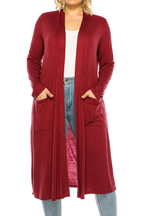 Plus Size Solid Color Duster Cardigan king-general-store-5710.myshopify.com