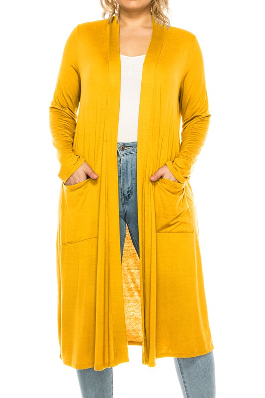 Plus Size Solid Color Duster Cardigan king-general-store-5710.myshopify.com