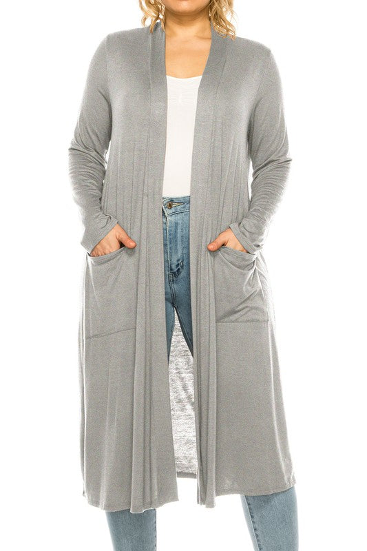 Plus Size Solid Color Duster Cardigan king-general-store-5710.myshopify.com