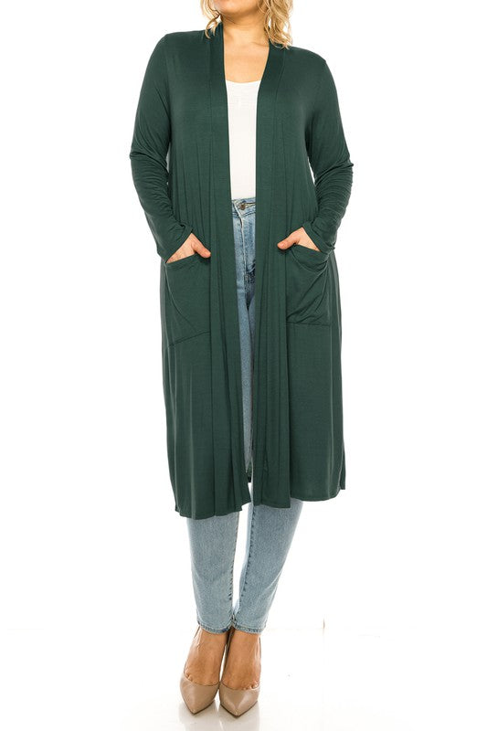 Plus Size Solid Color Duster Cardigan king-general-store-5710.myshopify.com