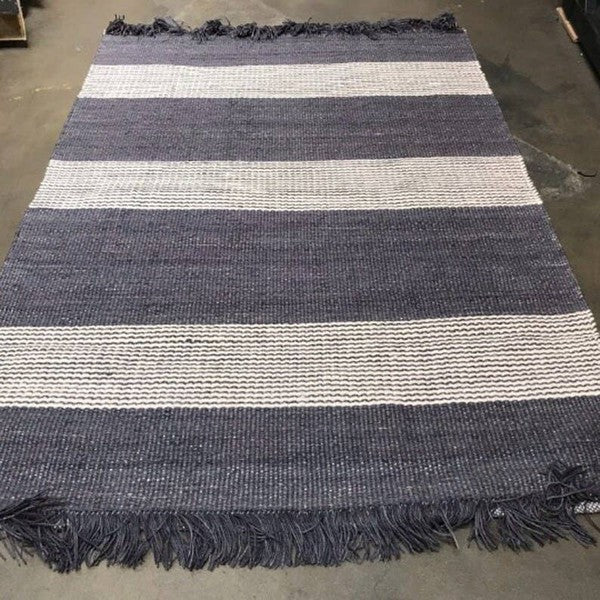 Hand Woven Striped Jute/Wool Area Rug 5x7 Feet