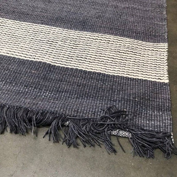 Hand Woven Striped Jute/Wool Area Rug 5x7 Feet