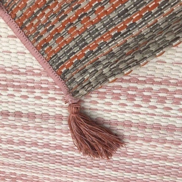 Pink Warm Outdoor Striped Area Rug 7' x 10'