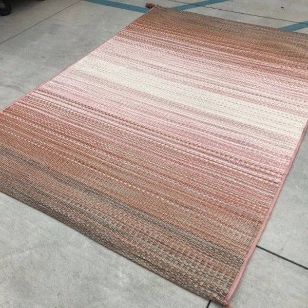 Pink Warm Outdoor Striped Area Rug 7' x 10'