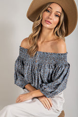 Animal Print Smocked Off the Shoulder Top king-general-store-5710.myshopify.com