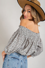 Animal Print Smocked Off the Shoulder Top king-general-store-5710.myshopify.com