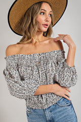 Animal Print Smocked Off the Shoulder Top king-general-store-5710.myshopify.com