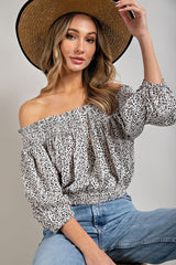 Animal Print Smocked Off the Shoulder Top king-general-store-5710.myshopify.com