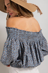 Animal Print Smocked Off the Shoulder Top king-general-store-5710.myshopify.com