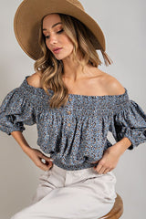 Animal Print Smocked Off the Shoulder Top king-general-store-5710.myshopify.com