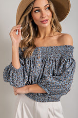 Animal Print Smocked Off the Shoulder Top king-general-store-5710.myshopify.com