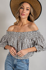 Animal Print Smocked Off the Shoulder Top king-general-store-5710.myshopify.com