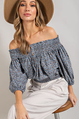 Animal Print Smocked Off the Shoulder Top king-general-store-5710.myshopify.com