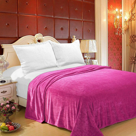 Dark Pink Super Soft Bed Throw Flannel Blanket king-general-store-5710.myshopify.com