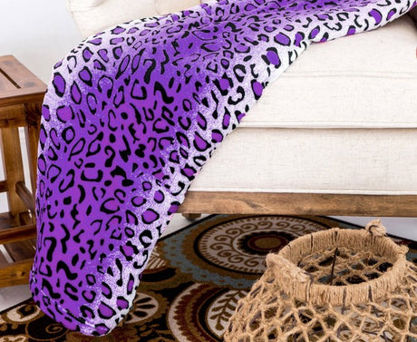 Leopard Purple Warm Cozy Throw Flannel Blanket king-general-store-5710.myshopify.com