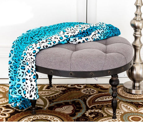 Leopard Turquoise Warm Cozy Bed Throw Blanket king-general-store-5710.myshopify.com