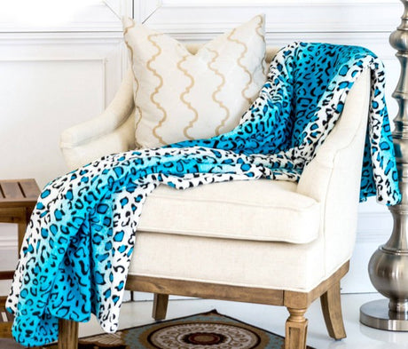 Leopard Turquoise Warm Cozy Bed Throw Blanket king-general-store-5710.myshopify.com
