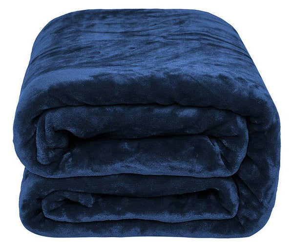 Navy Super Warm Cozy Bed Throw Flannel Blanket king-general-store-5710.myshopify.com